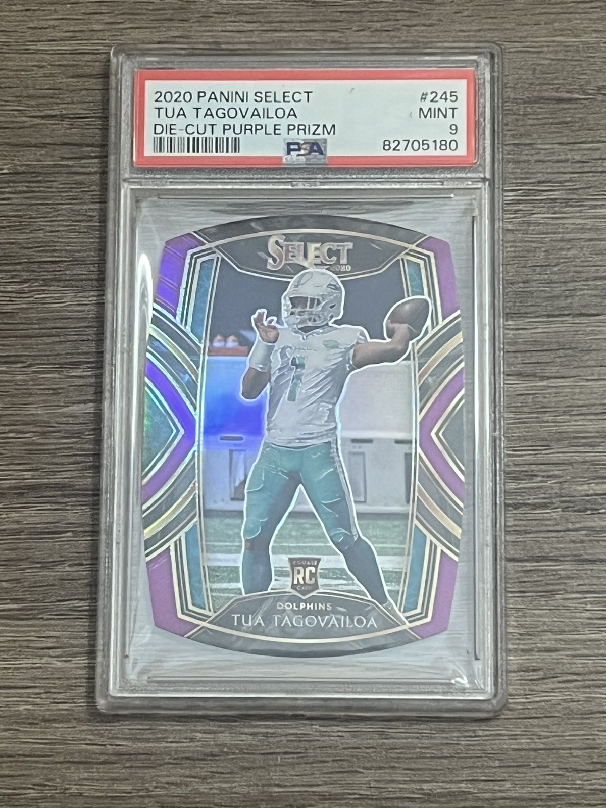 2020 Panini Select Tua Tagovailoa #245 Purple Prizm Die-Cut (RC) PSA 9