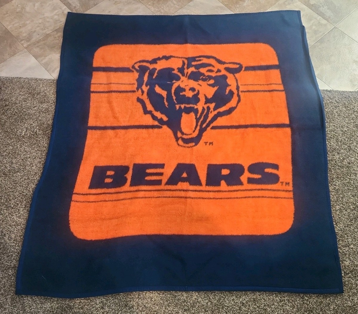Vintage Chicago Bears Frazada Ryltex San Marcos Plush Blanket