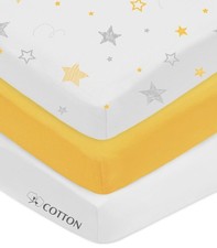 3 Pack 100 Natural Cotton Fitted Mini Crib Sheets 38" x 24" - Soft Breathabl...