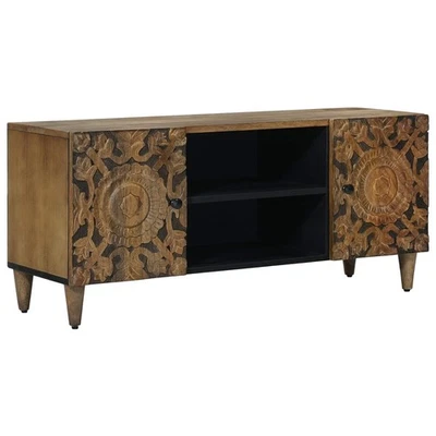 Meuble TV avec stockage Bois de mangue massif multimédia Cabinet salon vidaXL vi - Photo 1/2
