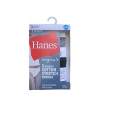 NEW HANES Set of 3 Black Gray Striped Cotton Stretch Thongs Panties Sz 9 2XL