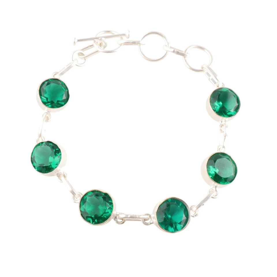 Pulsera hecha a mano para mujer con piedras preciosas de diopsido de cromo joyería de plata de ley 925 Foto 4 de 4