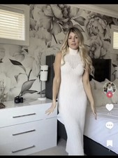 ZARA WOMAN NWT SS23 ECRU LONG CHENILLE DRESS SIZE S 7901/346