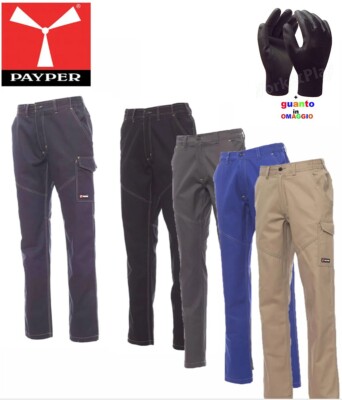 PAYPER Pantalone Da Lavoro Multitasche Cotone Uomo Worker Winter Invernale (Smoke, L