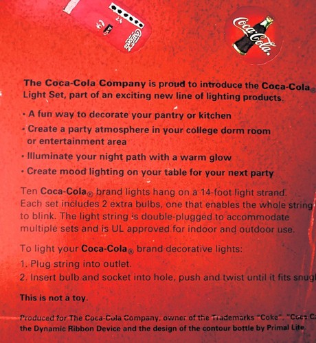 Coca-Cola Crristmas String Light Set 12 Ft 10 Coke Bottles Never Used Works - Picture 4 of 7