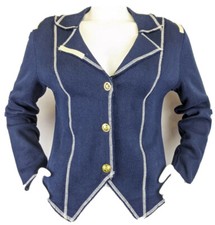 Mur Mur Blazer Womens Sz L Jacket Navy Nautical Style Beautiful Thick Stitch Nwt