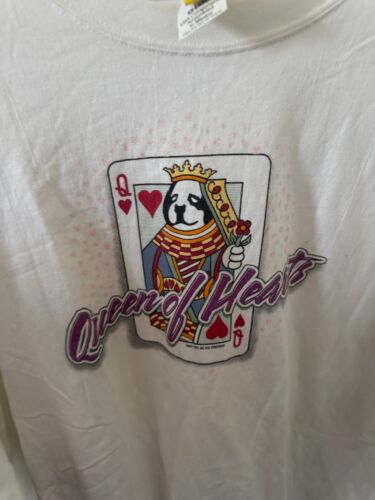 T-shirt uomo abbigliamento sportivo cane grande bianco vintage taglia 2XL carta regina di cuori anni 90 Y2K - Foto 2 di 4