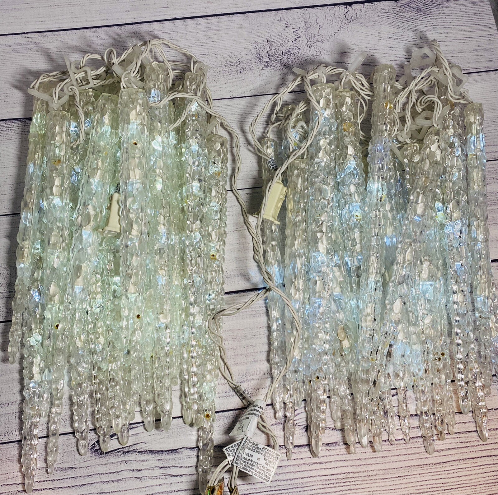 GE 2 Sets 19 Count Ice Crystal White LED Clear Icicle Christmas Lights eBay