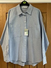 BNWT Primark Blue & White Stripe Blouse Shirt Size M