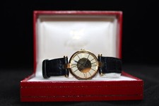 Orologio da polso da donna Must de Cartier in argento 925 Vermeil, cinturino in pelle, scatola