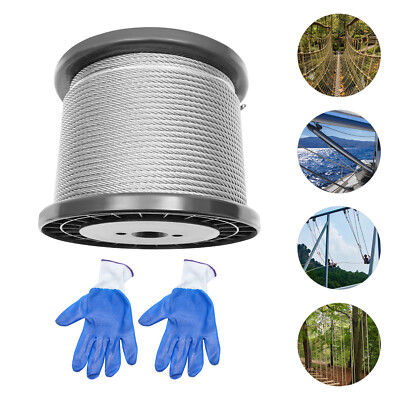 1/4 Inch 304 Stainless Steel Aircraft Cable 7×19 300ft Spool With Gloves