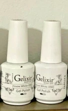 2 Bottles Gelixir Soak Off Gel Polish SNOW WHITE -090 UV/LED 15 mL - 0.5 fl oz
