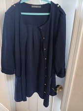 blazer Jacket women large Navy Gold Buttons