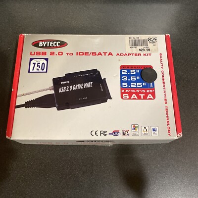 USB 2.0 to IDE/SATA Adapter Kit for 2.5 , 3.5  or 5.25  IDE Drive