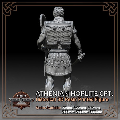 Greek Athenian Hoplite Captain - 3D Resin Print Figure Kit - Scale 90mm to 300mm - Picture 3 of 16