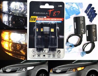 LED Switchback Light 3030 White Amber 3157 Bulbs Resistors Front Turn Signal JDM