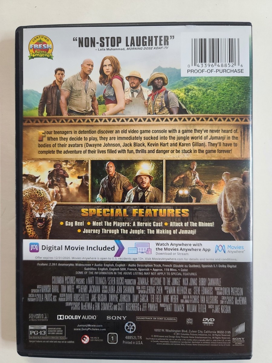 Jumanji Welcome To The Jungle , New DVD ( Plastic Removed From