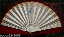 FAN EVENTAL IMPORTANT STICKS AND SILK HAND PAINTED HAND FAN, XIX th