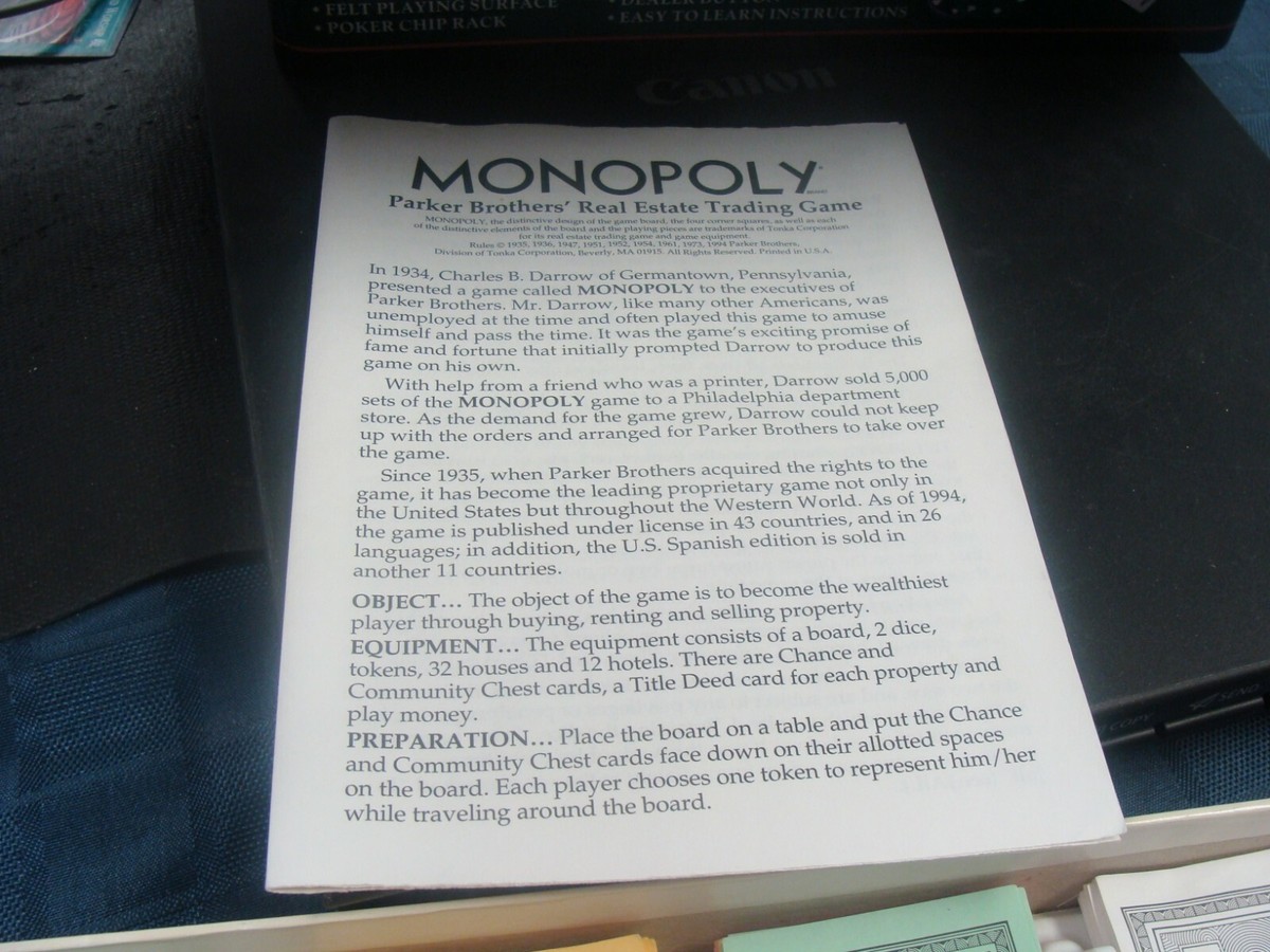 MONOPOLY 1994 Board game Complete Parker Brothers | eBay