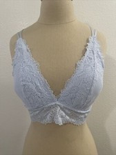 Aerie Sunflower Lace Padded Plunge Bralette Eyelet Blue Size Medium