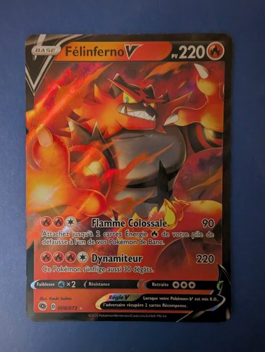 Carte Pokémon Félinferno V 008/073 Épée & Bouclier La voie du Maître Français
