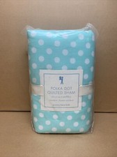 Pottery Barn Kids AQUA BLUE Polka Dot STANDARD Quilted Pillow Sham - Free Ship