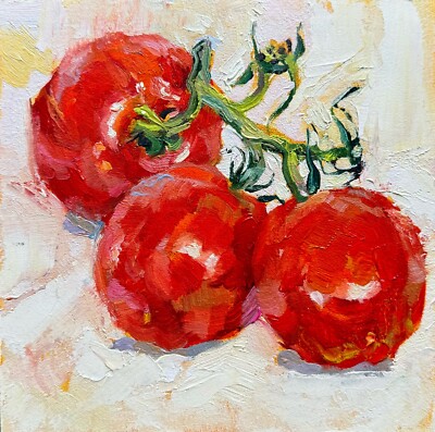 Tomato Painting Food Oil Painting Still Life Original Vegetable Painting Kitchen