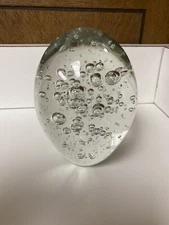 Vintage Clear Glass Paperweight Handcrafted Decorative Crafts Inc #2115 MCM