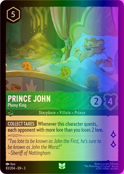 Lorcana Prince John - Phony King (83/228) Into the Inklands NM FOIL