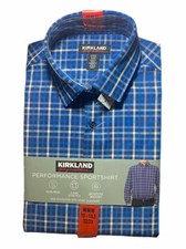 Kirkland Signature Men Comfort Long Sleeve Button Down Sport 4-Way Stretch Shirt