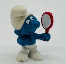 Smurfs - 20017 - Vanity Smurf with Mirror PVC Figure 1972 vintage Peyo #7