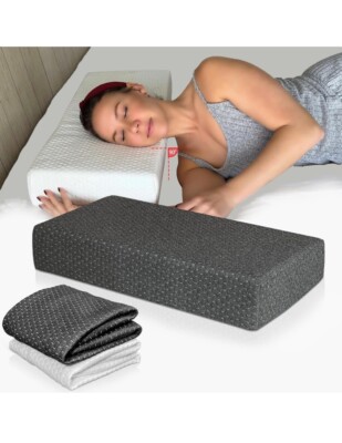 PALTEX Memory Foam Cube Pillow for Side Sleepers   24x12x5in Pillowcases Whit...