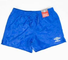 NEW Umbro Soccer Athletic Gym Shorts Blue Check Girls XS (6-8)