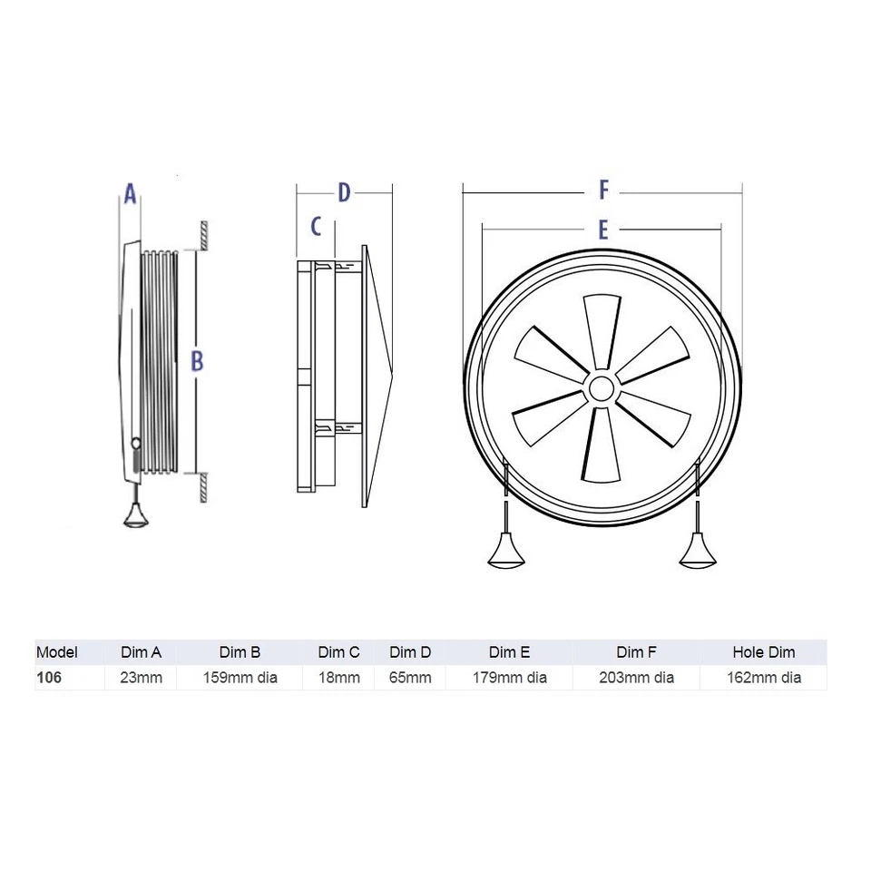 Vent-a-Matic Cord Operated Single Glazed Window Fan 162mm Diameter Model 106 - Image 3 of 3