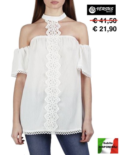 Maglia Top Spalle Scoperte Donna Woman Lace Bluse Shoulders Off Top  VM-KL117 | eBay