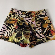 Vintage 90s Cache Multi Color Animal Floral Print Big Buttons Skort 2 cargo y2k