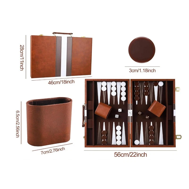 XXL Backgammon Spielbrett 56 x 46 cm klappbar Wunderschöne Backgammon Koffer - Bild 3 von 4