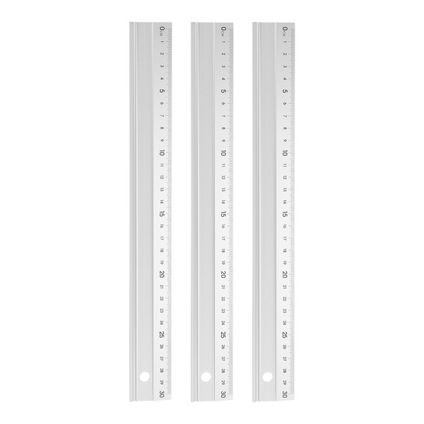 3Stk Schneidelineal,30Cm,Metrisch,Gerades Lineal Aus Aluminiumlegierung-image