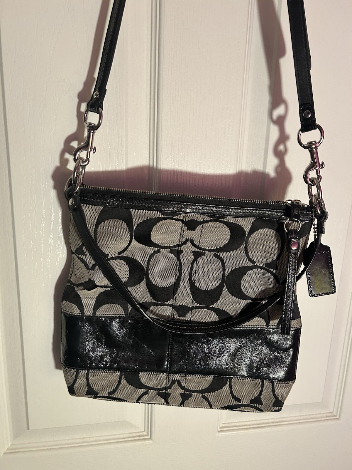 Coach Black and Grey Crossbody Bag Purse Authentic