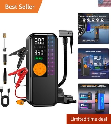 Emergency Ready Jump Starter with 8000mAh Battery & High-Visibility LED Light