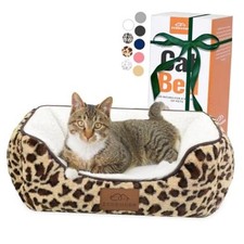 20in Rectangle Cat Dog Bed Machine Washable Sleeping Sofa Small Leopard
