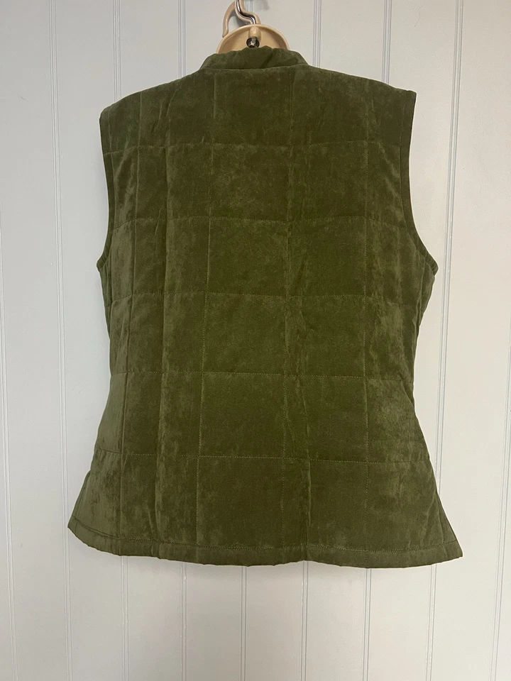 Peck & Peck Collection Sleeveless Green Suede Feel Button Closure Vest Size 14 - Image 3 of 4