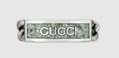 GUCCI Gucci logo enamel ring, size 20, silver | eBay
