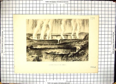 Original alter antiker Druck Ansicht Victoria Falls River Sambesi Südafrika