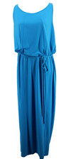 Coldwater Creek Maxi Dress Womens 16 Blue Sleeveless Elastic Waist Casual Travel