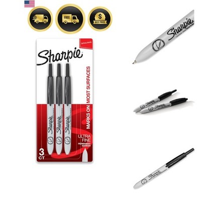 Retractable Permanent Markers, Ultra Fine Point, Black, 3 Count