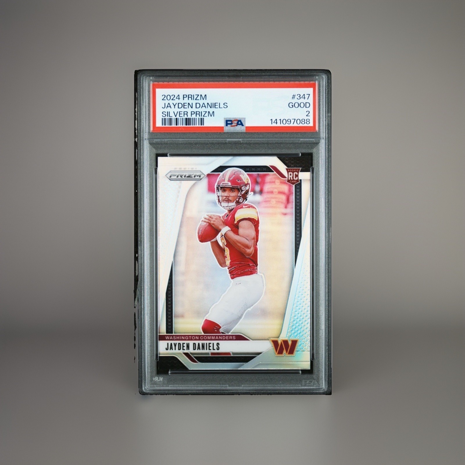 2024 Panini Prizm JAYDEN DANIELS ROOKIE SILVER PRIZM RC Commanders PSA 2 [POP 1]