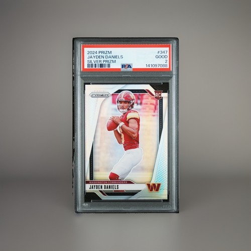 2024 Panini Prizm JAYDEN DANIELS ROOKIE SILVER PRIZM RC Commanders PSA 2 [POP 1]