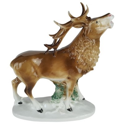 Gräfenthal Porzellan Figur Skulptur Statue Hirsch bunt 