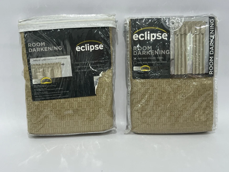 Lot of 2 Packs Eclipse 100% Blackout Curtains One Rod Pocket Panel in Gold NEW - Image 3 of 4